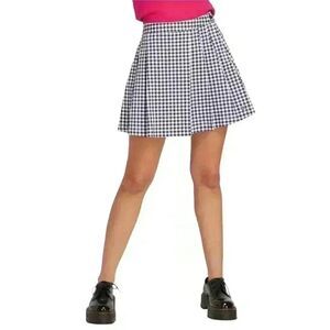 Georgia May Jagger Women's Navy & White Gingham Checked Cotton/Poly/Spandex Plea